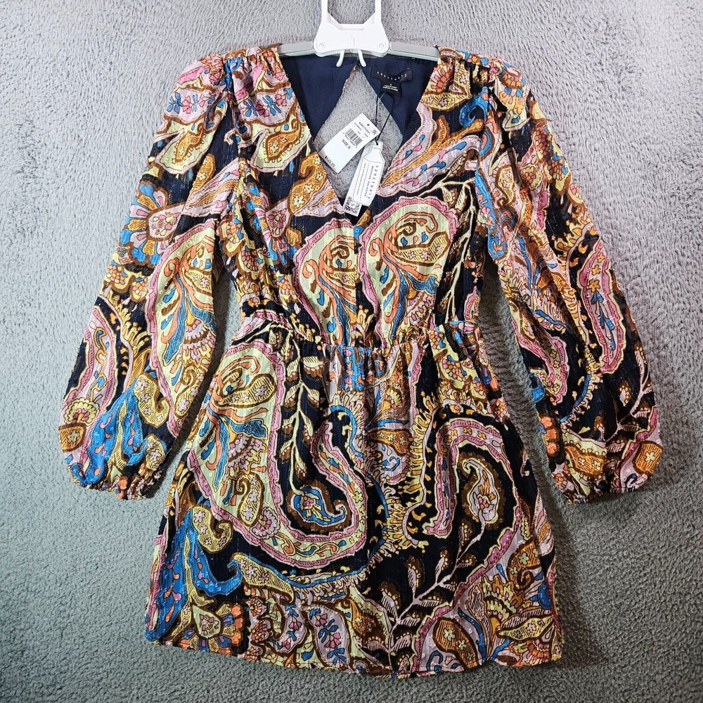 NWT $129 Sanctuary Mini‎ Dress Small Paisley Print Multicolor Babydoll